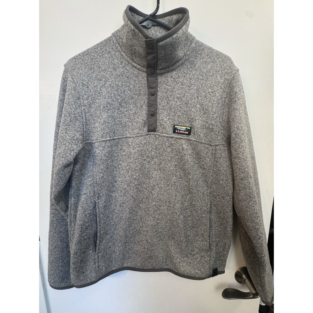 LL Bean 1/4 Button Up Grey Fleece Size small